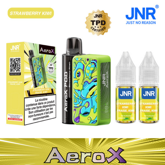 Vapoteuse E-Liquide Rechargeable - JNR AeroX - 32000 puffs - Fraise Kiwi