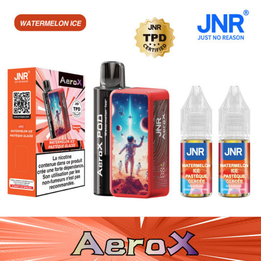 Vapoteuse E-Liquide Rechargeable - JNR AeroX - 32000 puffs - Pastèque Glacée