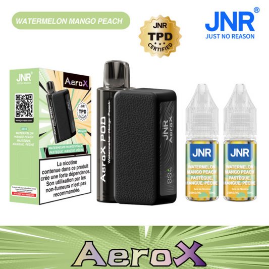 Vapoteuse E-Liquide Rechargeable - JNR AeroX - 32000 puffs - Pastèque Mangue Pêche
