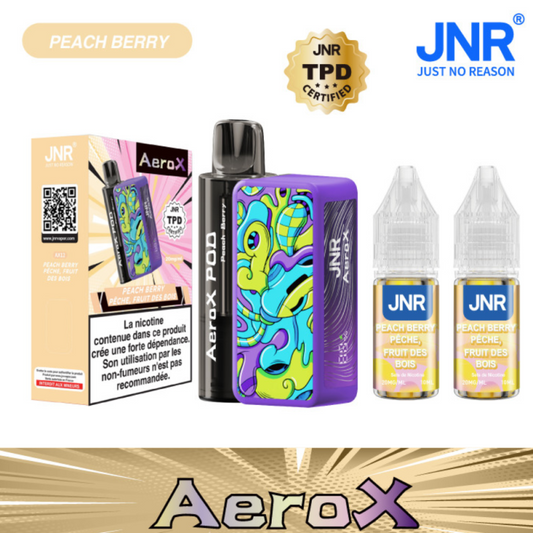 Vapoteuse E-Liquide Rechargeable - JNR AeroX - 32000 puffs - Pêche Fruits des Bois