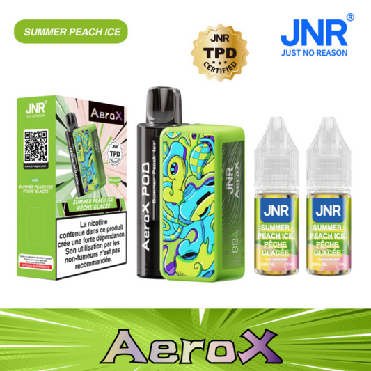 Vapoteuse E-Liquide Rechargeable - JNR AeroX - 32000 puffs - Pêche Glacée
