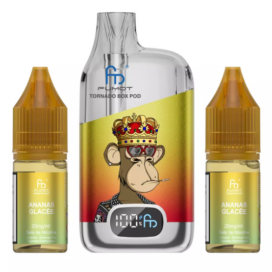 Vapoteuse E-Liquide Rechargeable - Tornado BOX POD - 28000 Puffs - Ananas Glacée
