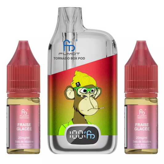 Vapoteuse E-Liquide Rechargeable - Tornado BOX POD - 28000 Puffs - Fraise Glacée