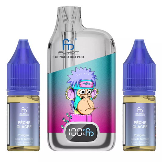 Vapoteuse E-Liquide Rechargeable - Tornado BOX POD - 28000 Puffs - Iced Peach