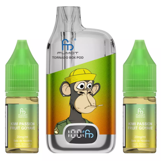 Vapoteuse E-Liquide Rechargeable - Tornado BOX POD - 28000 Puffs - Kiwi Passion Fruit Goyave