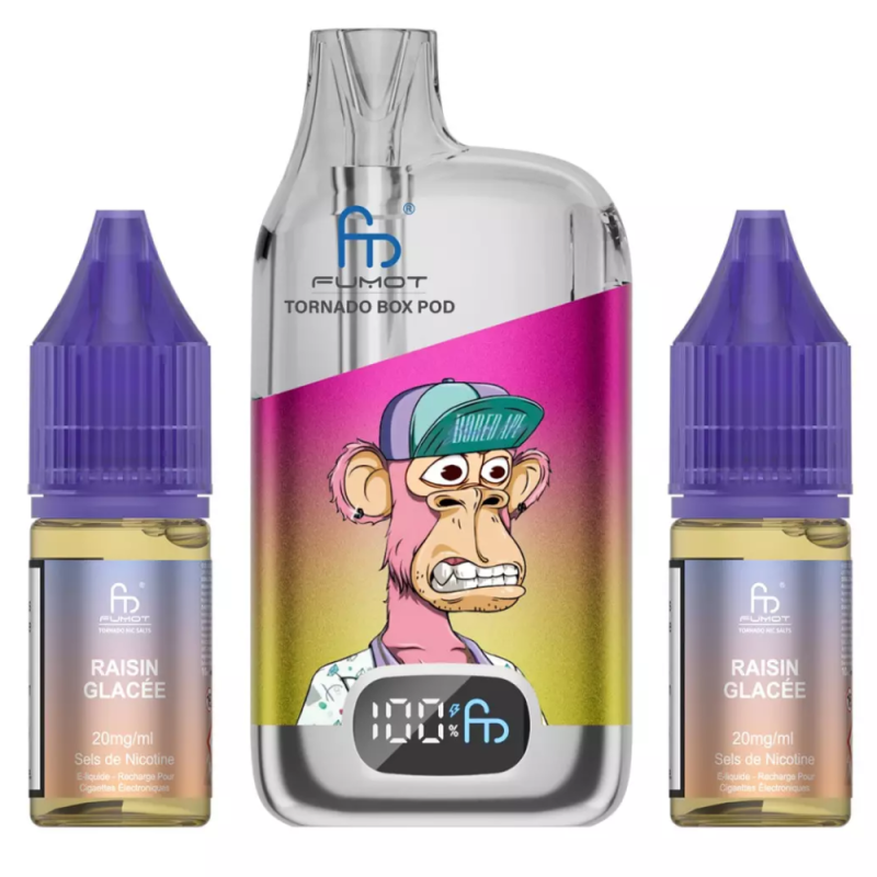 Vapoteuse E-Liquide Rechargeable - Tornado BOX POD - 28000 Puffs - Raisin Glacée