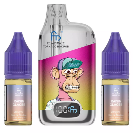 Vapoteuse E-Liquide Rechargeable - Tornado BOX POD - 28000 Puffs - Raisin Glacée