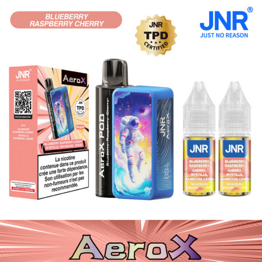 Vapoteuse E-Liquide Rechargeable - JNR AeroX - 32000 puffs - Myrtille, Framboise, Cerise