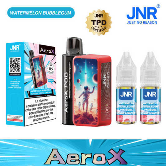 zoom_out_map Nouveau Vapoteuse E-Liquide Rechargeable - JNR AeroX - 32000 puffs - Pastèque, Gomme à Mâcher